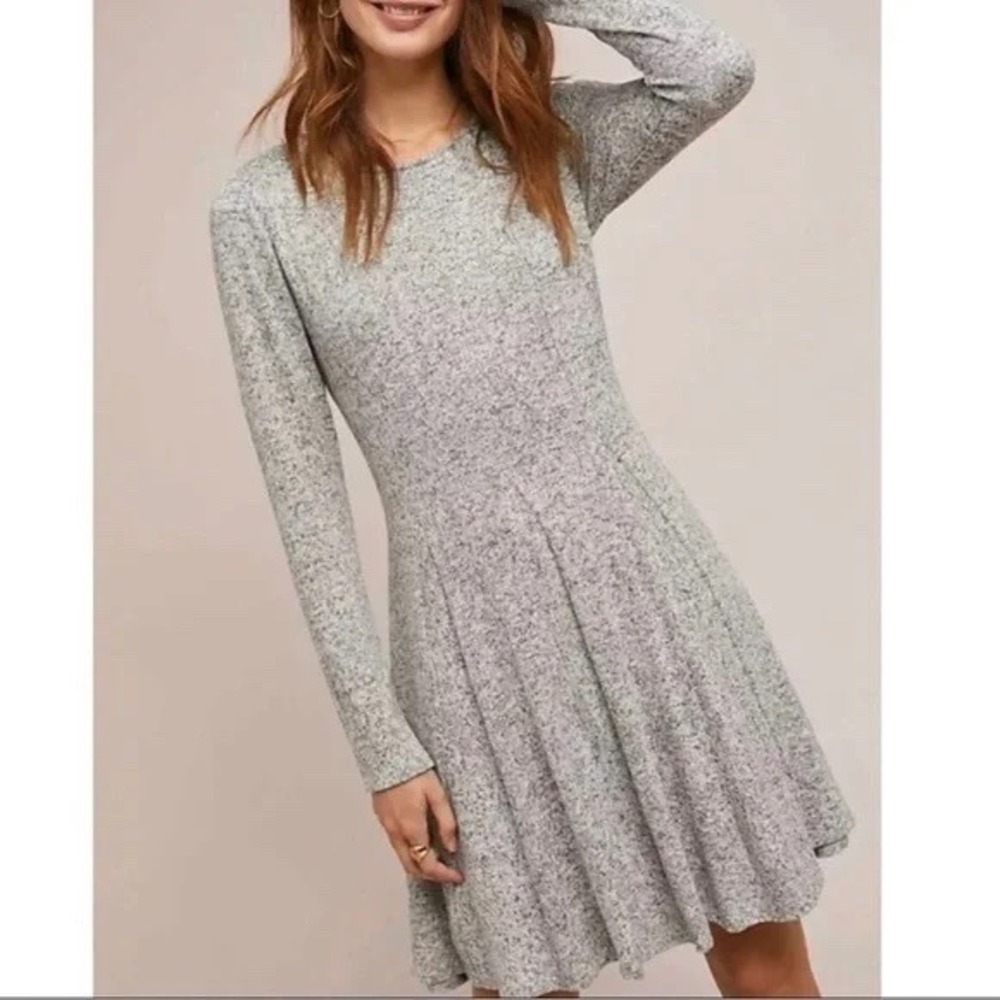 Anthropologie Dolan Left Coast Collection Gray Marled Knit Fit Flare Dress‎ XL
